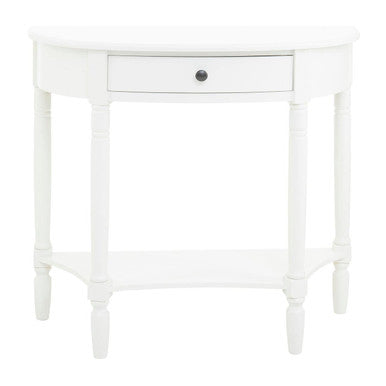 Orsina Heritage White Wooden Half Moon Console Table with Drawer