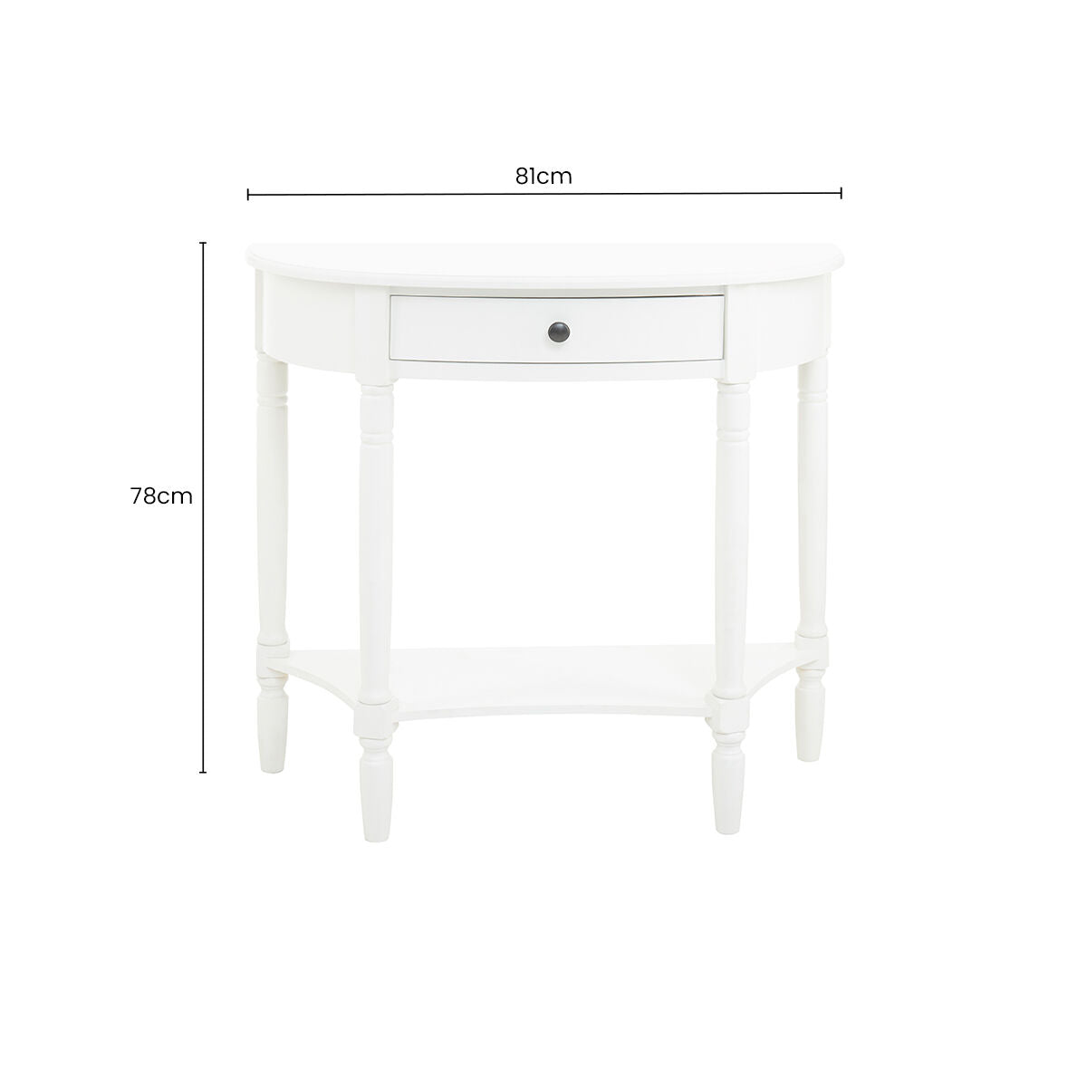 Orsina Heritage White Wooden Half Moon Console Table with Drawer