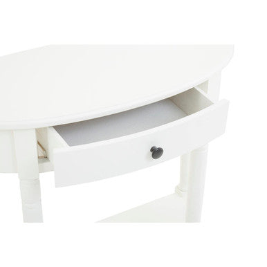Orsina Heritage White Wooden Half Moon Console Table with Drawer