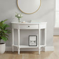 Orsina Heritage White Wooden Half Moon Console Table with Drawer