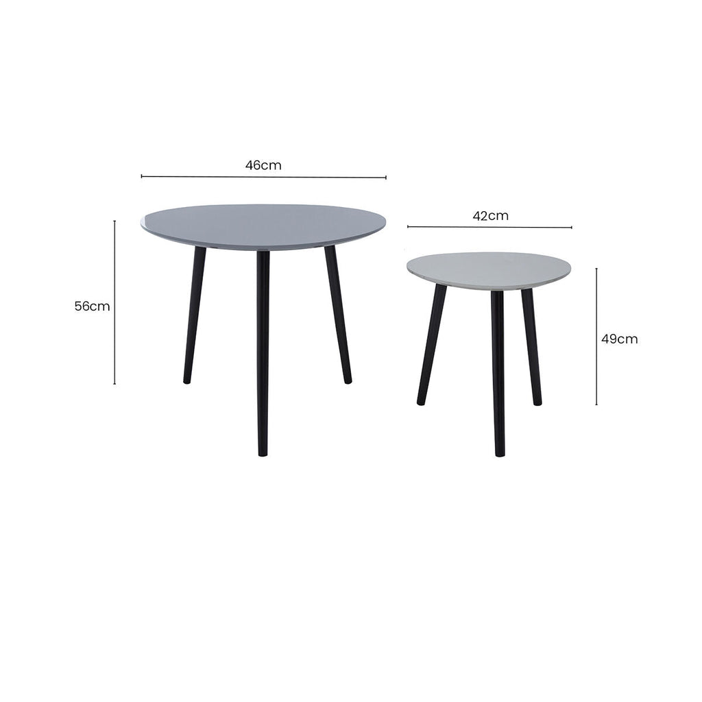 Orsina Nostra Grey Triangular Nesting Tables – Set of 2 Wood Side Tables