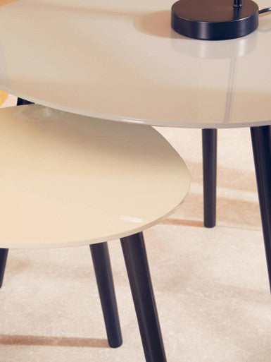Orsina Nostra Grey Triangular Nesting Tables – Set of 2 Wood Side Tables
