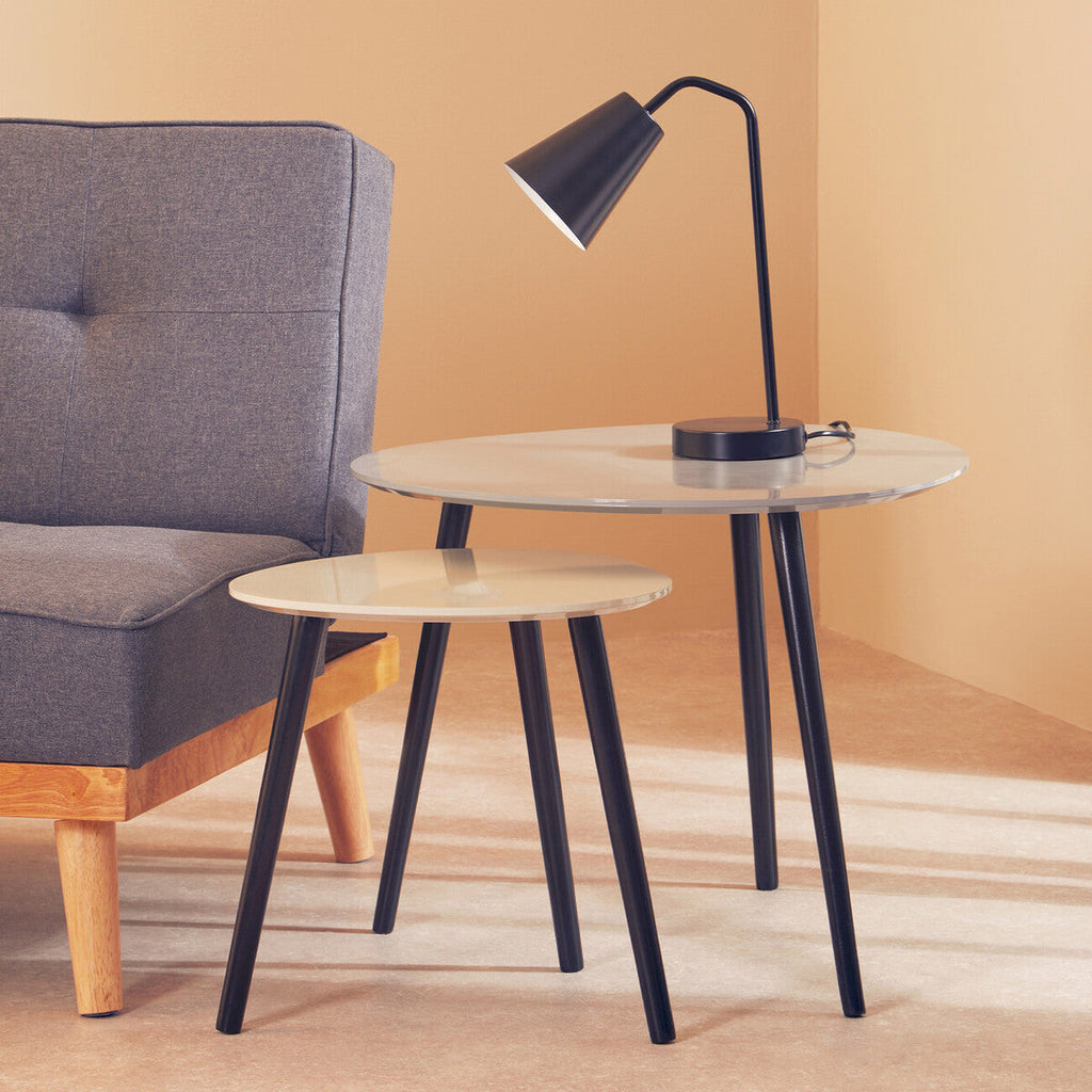 Orsina Nostra Grey Triangular Nesting Tables – Set of 2 Wood Side Tables