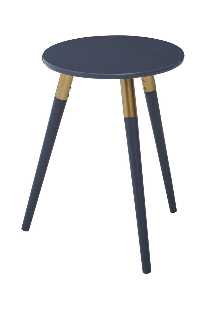 Orsina Nostra Round Side Table – Dark Grey Wood with Gold Trim