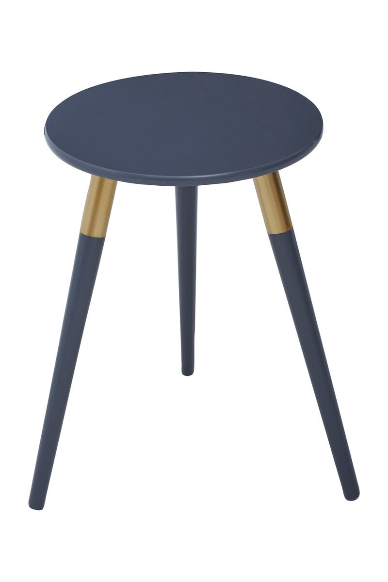 Orsina Nostra Round Side Table – Dark Grey Wood with Gold Trim