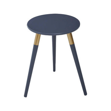 Orsina Nostra Round Side Table – Dark Grey Wood with Gold Trim