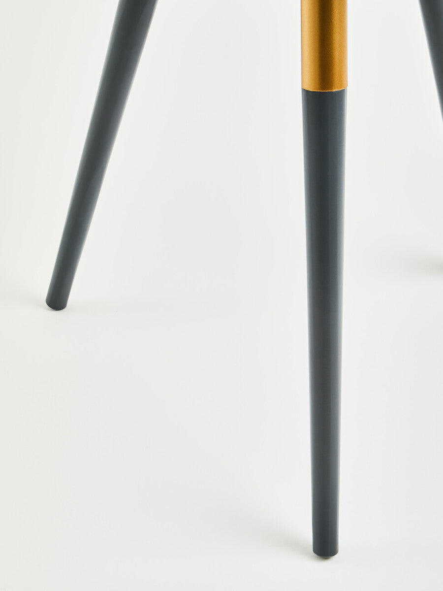 Orsina Nostra Round Side Table – Dark Grey Wood with Gold Trim