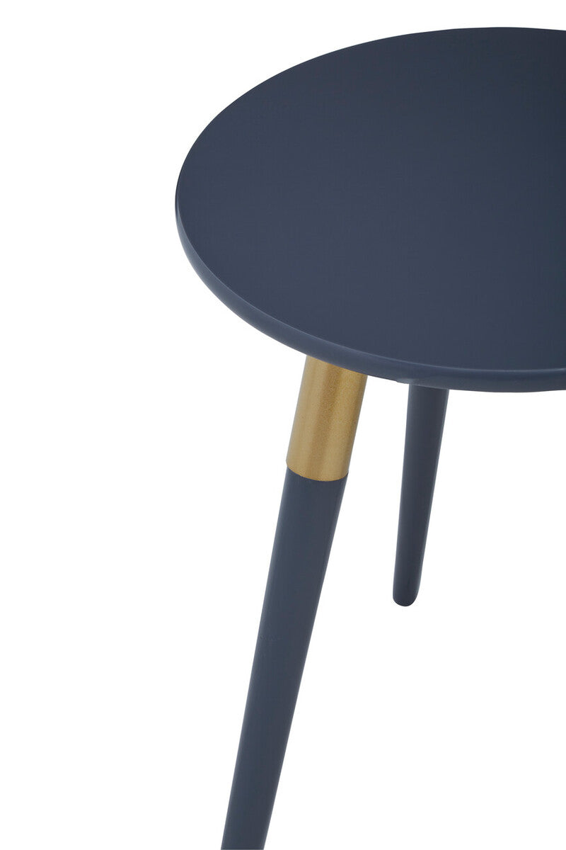 Orsina Nostra Round Side Table – Dark Grey Wood with Gold Trim
