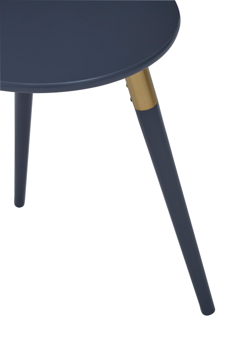 Orsina Nostra Round Side Table – Dark Grey Wood with Gold Trim