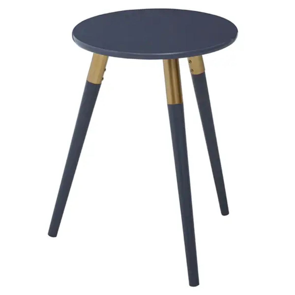 Orsina Nostra Round Side Table – Dark Grey Wood with Gold Trim