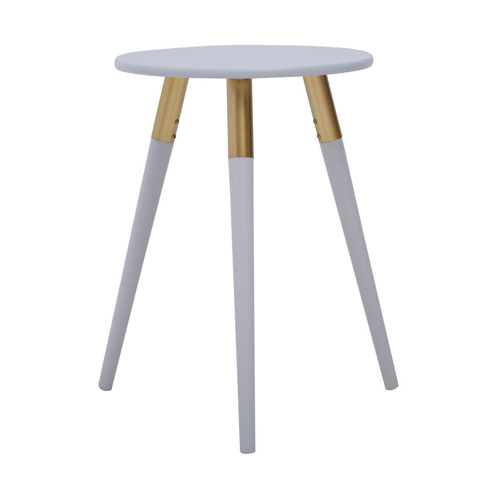 Orsina Nostra Round Side Table – Light Grey Wood with Gold Trim