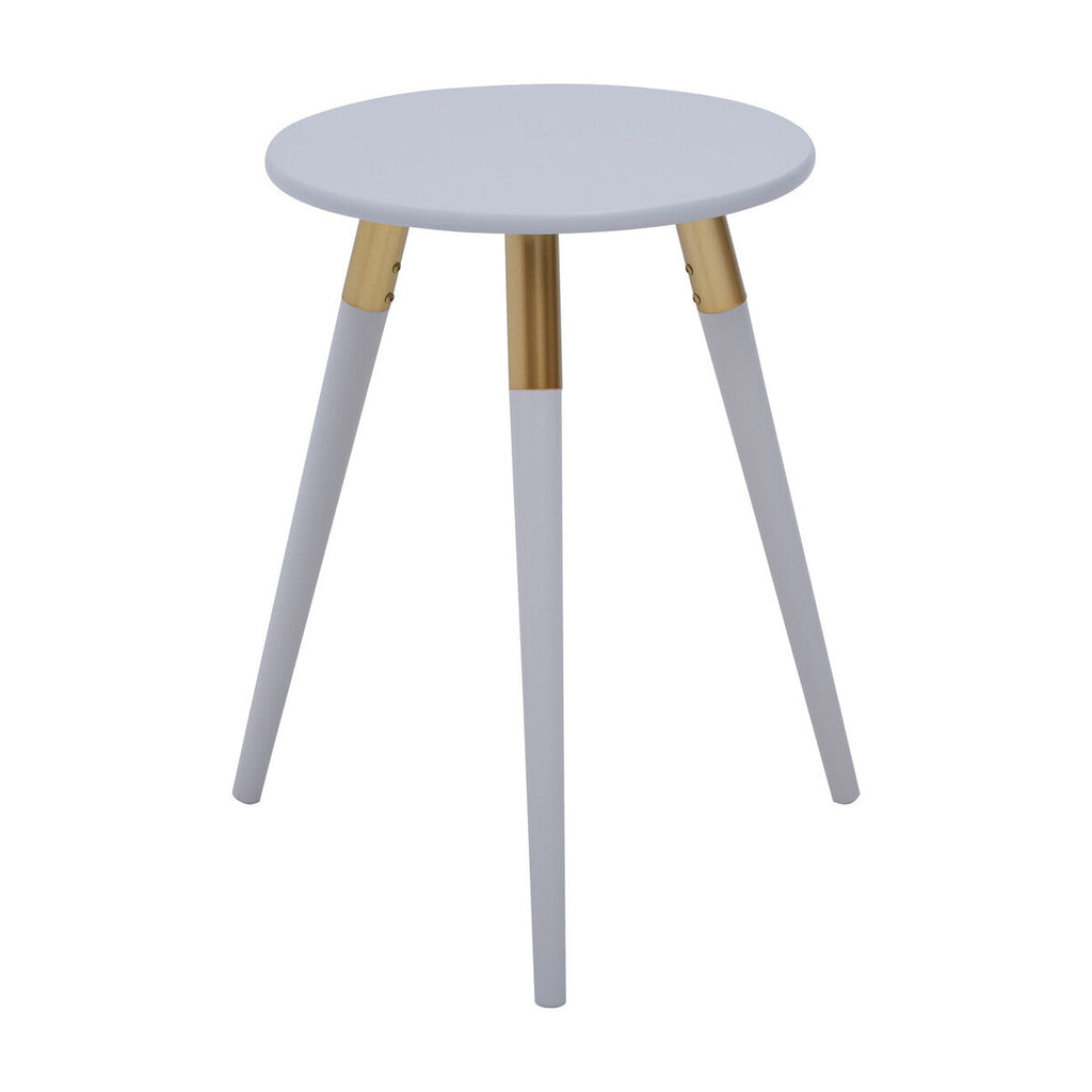 Orsina Nostra Round Side Table – Light Grey Wood with Gold Trim