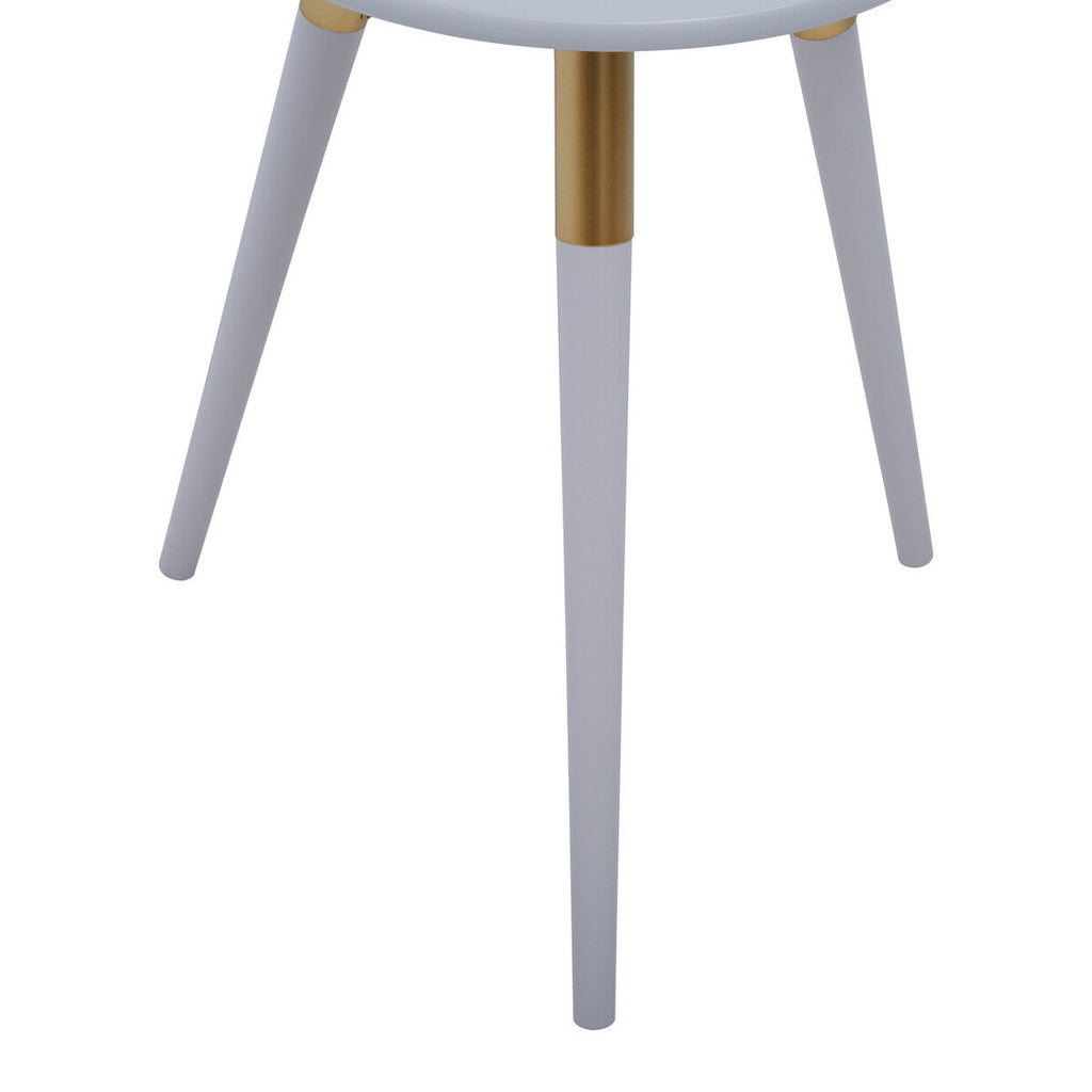 Orsina Nostra Round Side Table – Light Grey Wood with Gold Trim