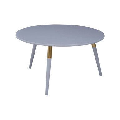 Orsina Nostra Round Coffee Table – Light Grey Wood with Gold Trim
