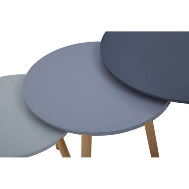 Orsina Nostra Set of 3 Round Nesting Tables – Grey & Natural Wood