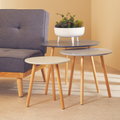 Orsina Nostra Set of 3 Round Nesting Tables – Grey & Natural Wood