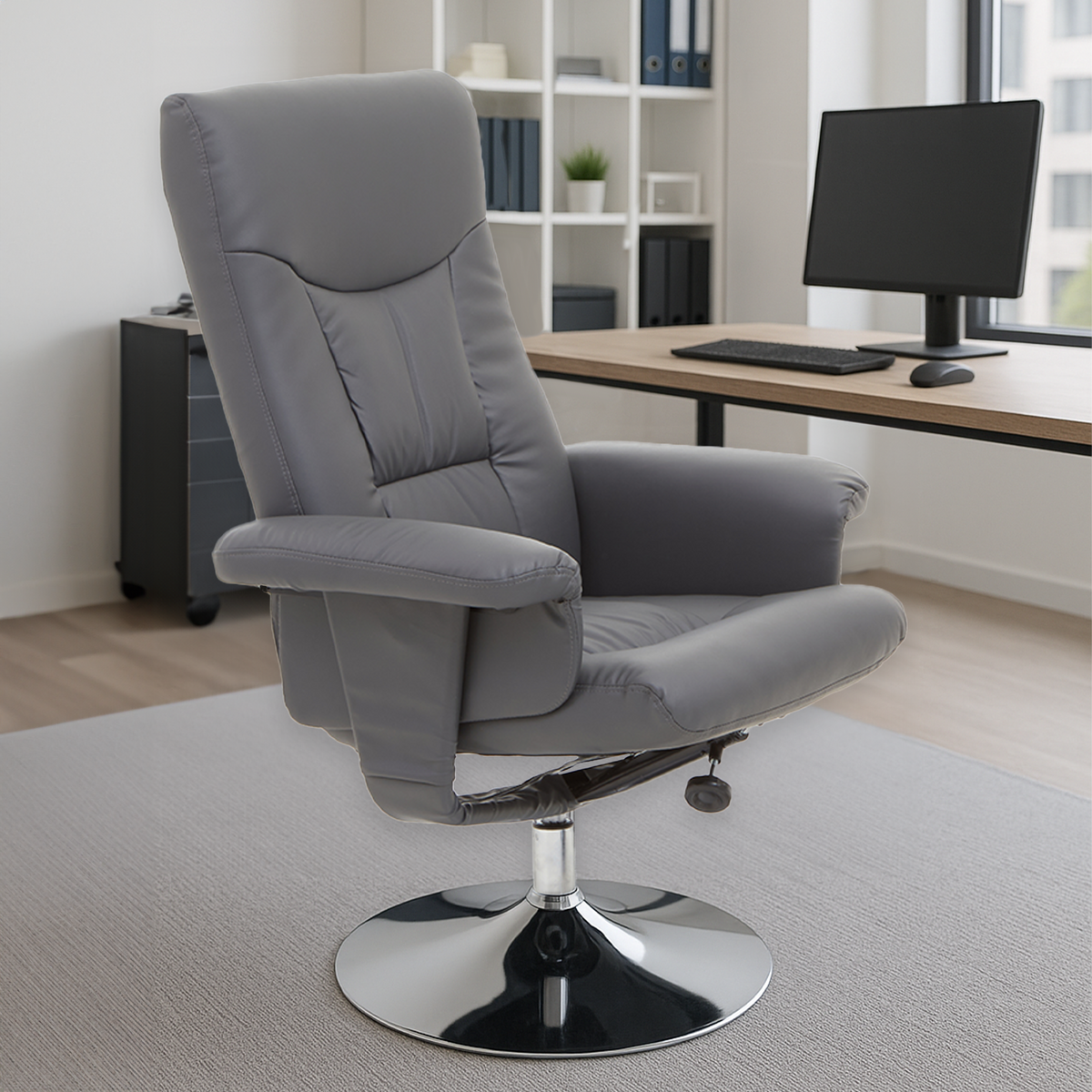 Orsina Denton Grey Leather Effect Reclining Chair | Modern Lounge Seating