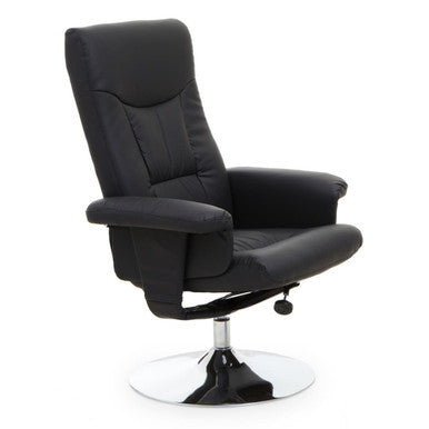 Orsina Denton Reclining Chair – Black Leather Effect Modern Lounge
