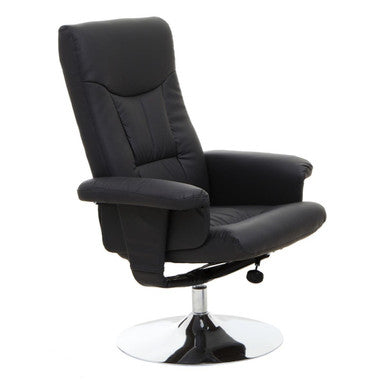 Orsina Denton Reclining Chair – Black Leather Effect Modern Lounge