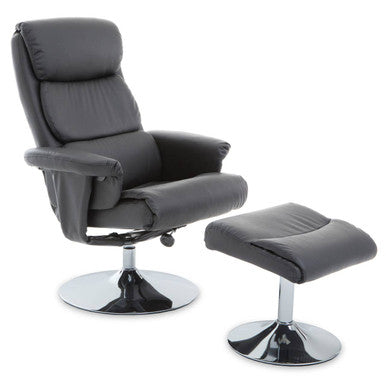 Orsina Denton Grey Leather Effect Reclining Chair with Footstool