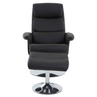 Orsina Denton Reclining Chair with Footstool – Black Leather Effect