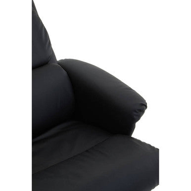 Orsina Denton Reclining Chair with Footstool – Black Leather Effect