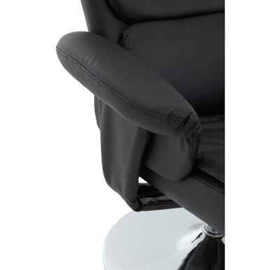 Orsina Denton Reclining Chair with Footstool – Black Leather Effect