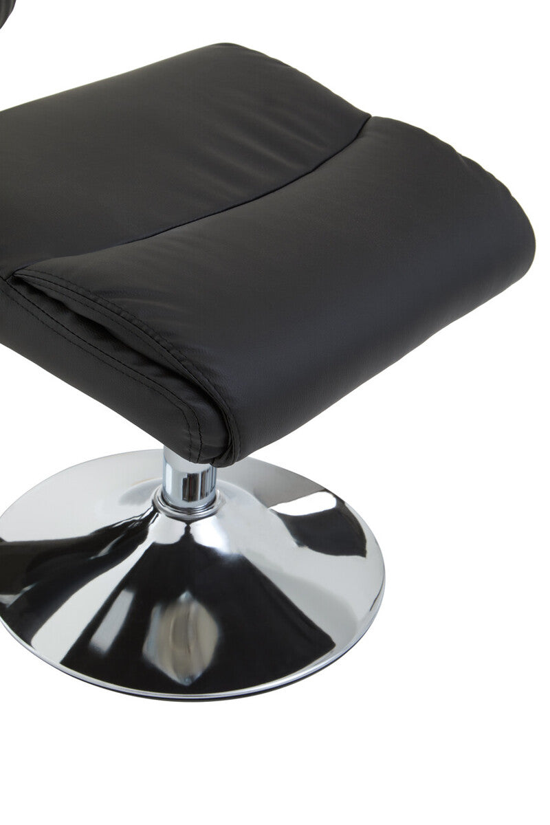 Orsina Denton Reclining Chair with Footstool – Black Leather Effect