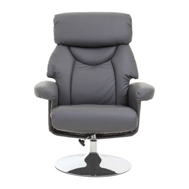Orsina Denton Grey Faux Leather Reclining Chair and Footstool Set