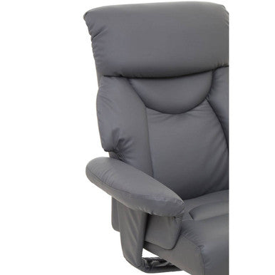 Orsina Denton Grey Faux Leather Reclining Chair and Footstool Set