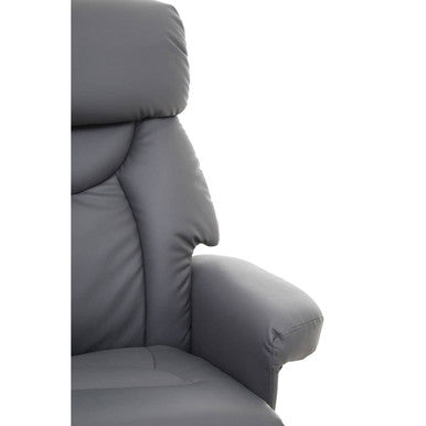 Orsina Denton Grey Faux Leather Reclining Chair and Footstool Set