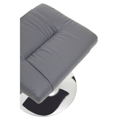 Orsina Denton Grey Faux Leather Reclining Chair and Footstool Set