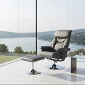 Orsina Denton Grey Faux Leather Reclining Chair and Footstool Set