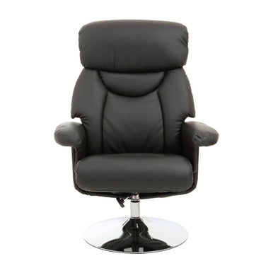 Orsina Denton Reclining Chair and Footstool – Black Leather Effect
