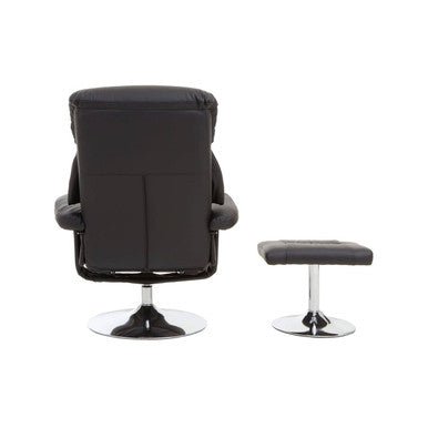 Orsina Denton Reclining Chair and Footstool – Black Leather Effect