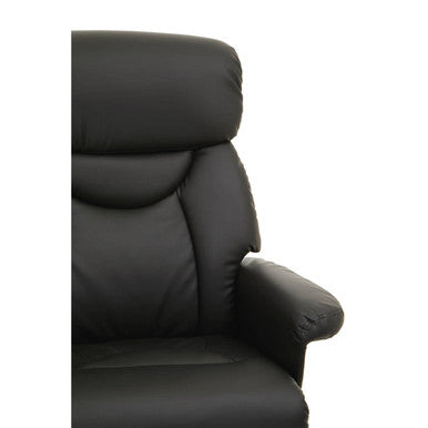 Orsina Denton Reclining Chair and Footstool – Black Leather Effect