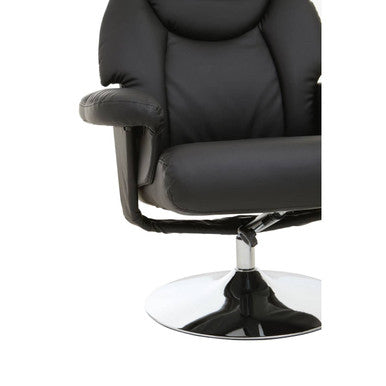 Orsina Denton Reclining Chair and Footstool – Black Leather Effect