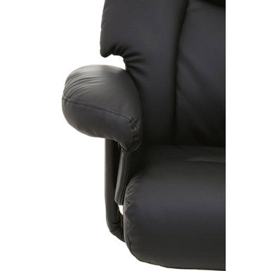 Orsina Denton Reclining Chair and Footstool – Black Leather Effect