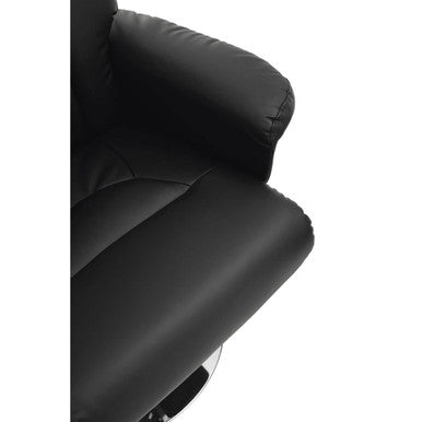 Orsina Denton Reclining Chair and Footstool – Black Leather Effect