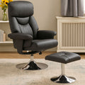 Orsina Denton Reclining Chair and Footstool – Black Leather Effect