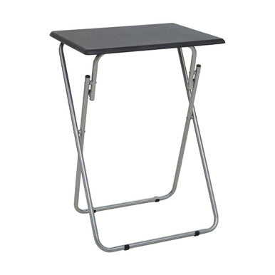 Orsina Bernie Folding Side Table – Sand Black Top & Silver Legs