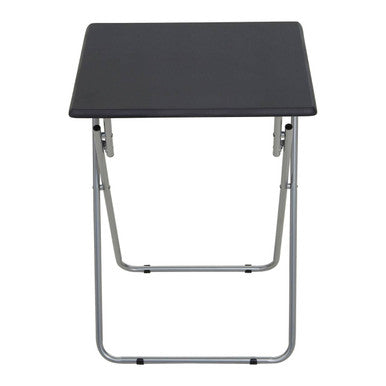 Orsina Bernie Folding Side Table – Sand Black Top & Silver Legs