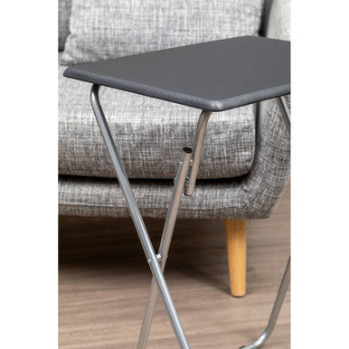 Orsina Bernie Folding Side Table – Sand Black Top & Silver Legs