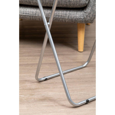 Orsina Bernie Folding Side Table – Sand Black Top & Silver Legs