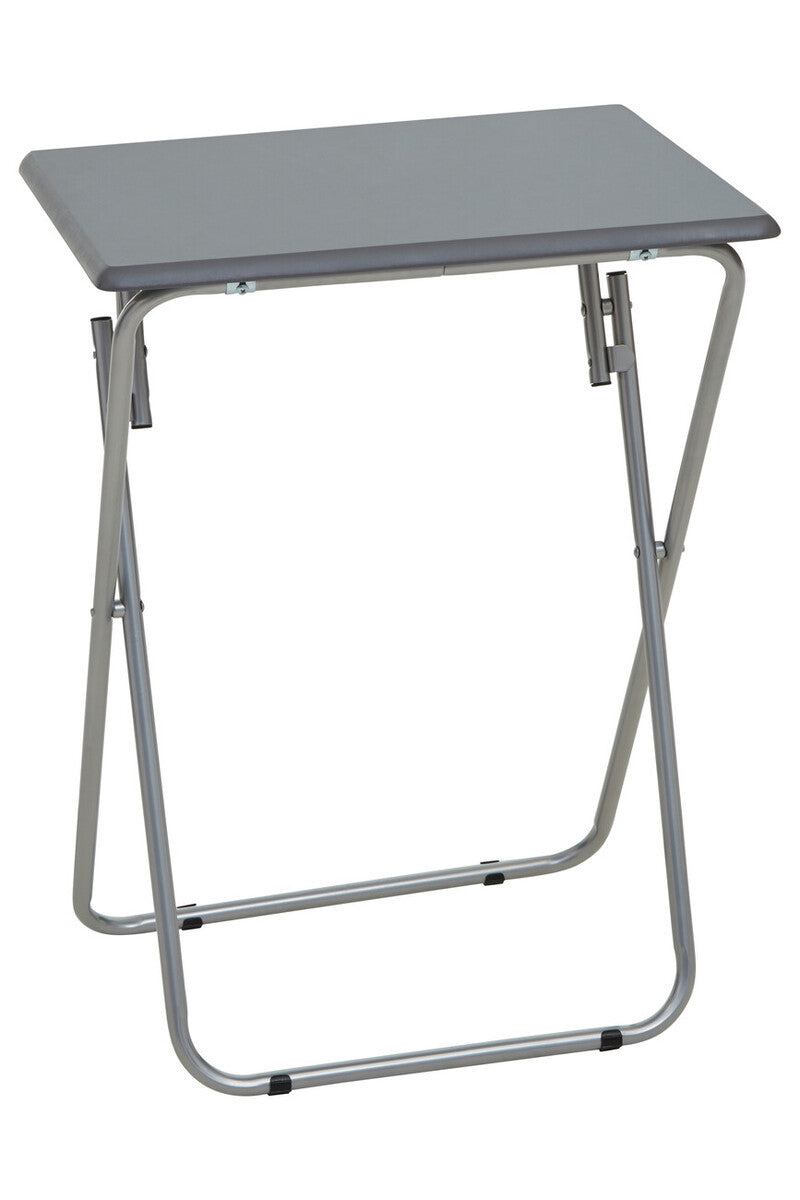 Orsina Bernie Folding Side Table – Grey PVC Top & Portable Silver Legs