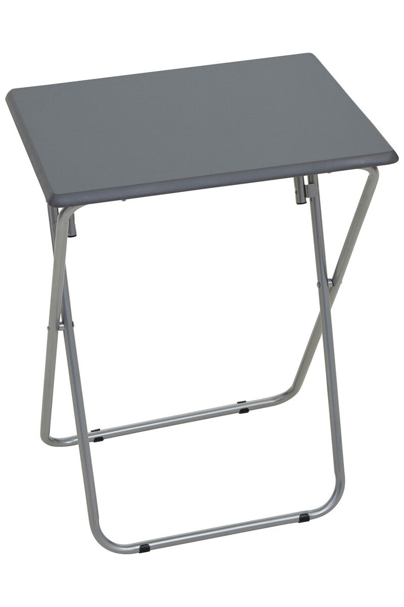 Orsina Bernie Folding Side Table – Grey PVC Top & Portable Silver Legs