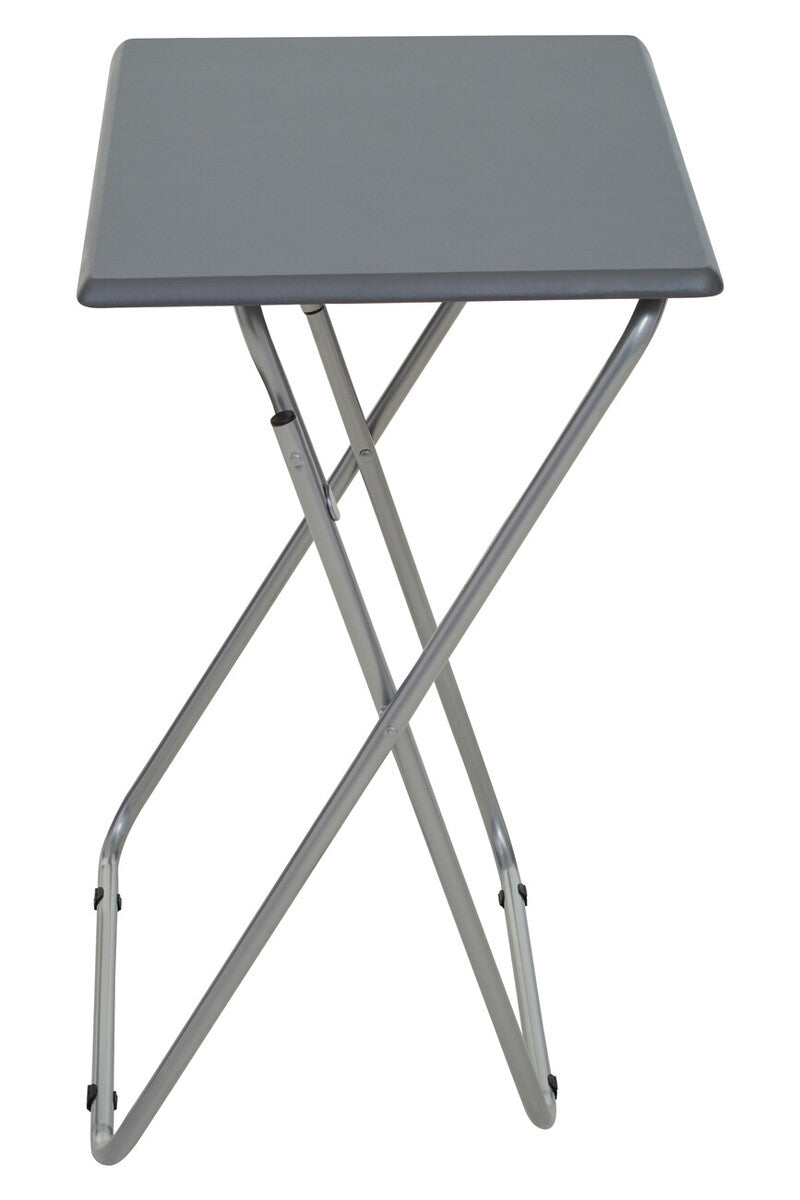 Orsina Bernie Folding Side Table – Grey PVC Top & Portable Silver Legs