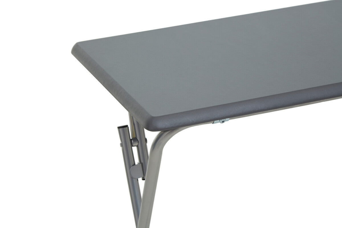 Orsina Bernie Folding Side Table – Grey PVC Top & Portable Silver Legs