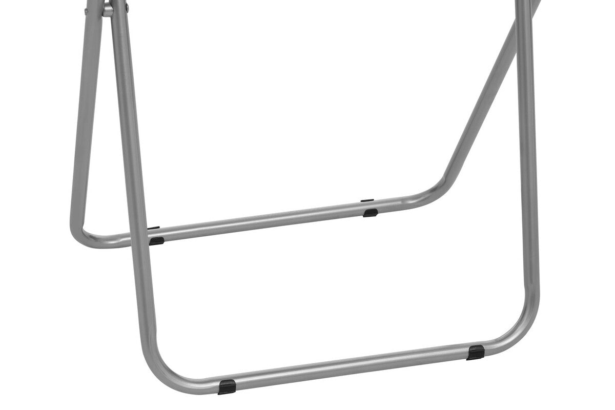 Orsina Bernie Folding Side Table – Grey PVC Top & Portable Silver Legs