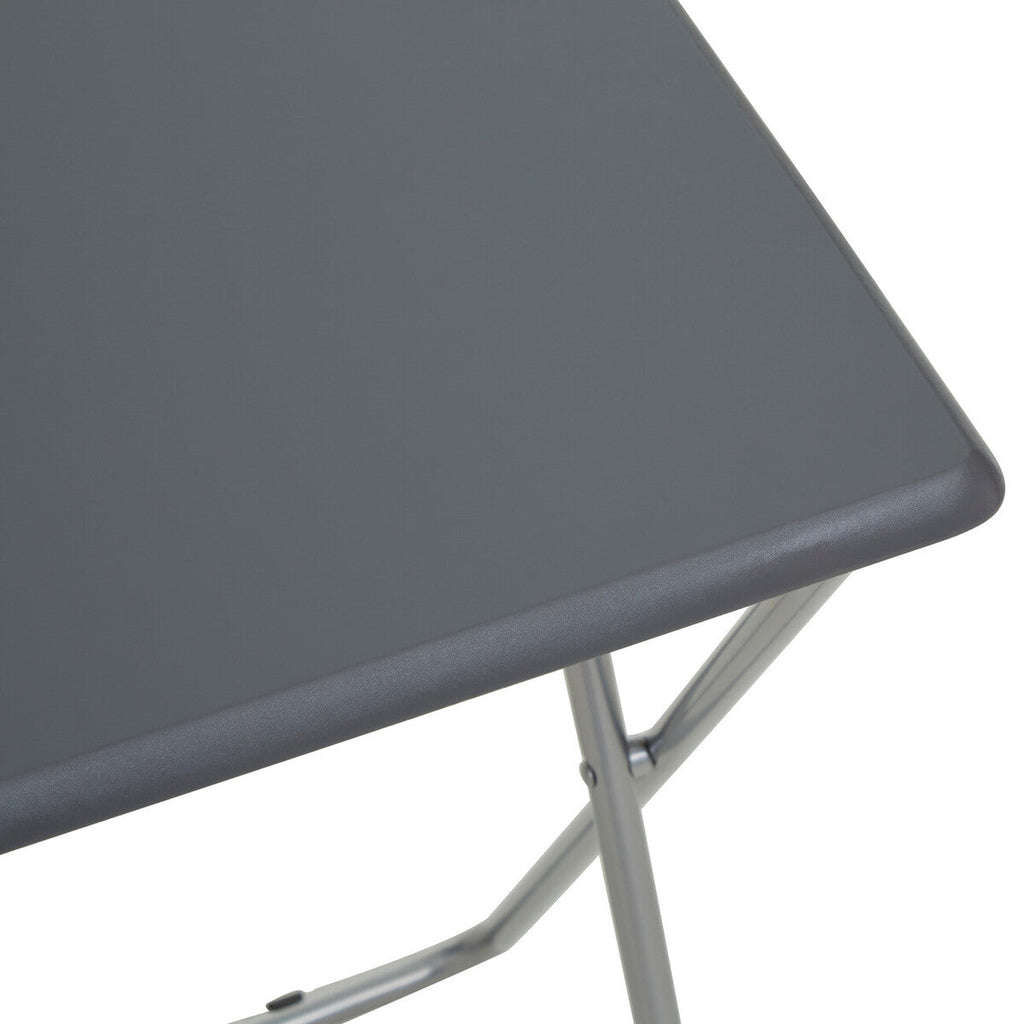 Orsina Bernie Folding Side Table – Grey PVC Top & Portable Silver Legs